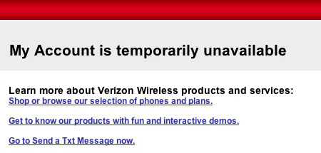 Account not available screen Account not available screen