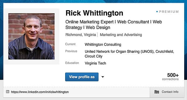 Rick Whittington LinkedIn screenshot