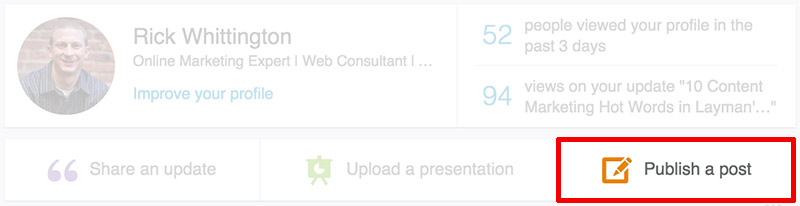 Publish post button on a LinkedIn profile