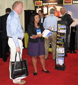 Conversation at a trade show booth
