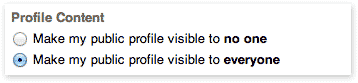 LinkedIn's profile visibility setting