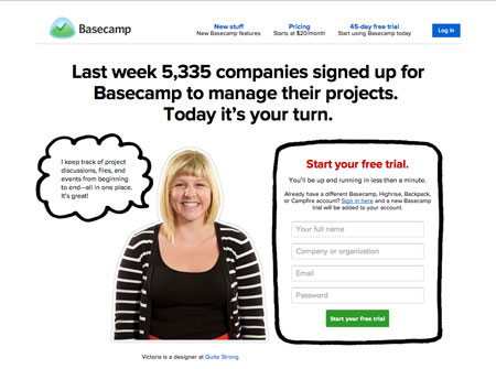 Basecamp call to action