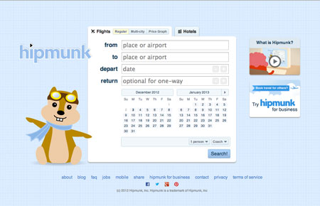 Hipmunk homepage