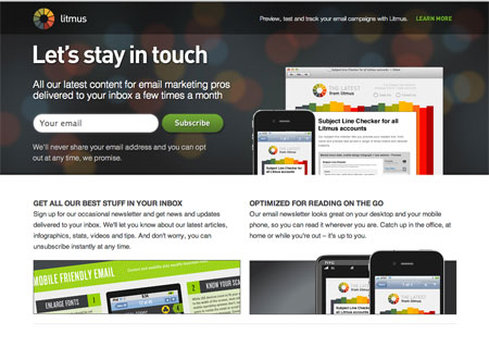 Litmus landing page