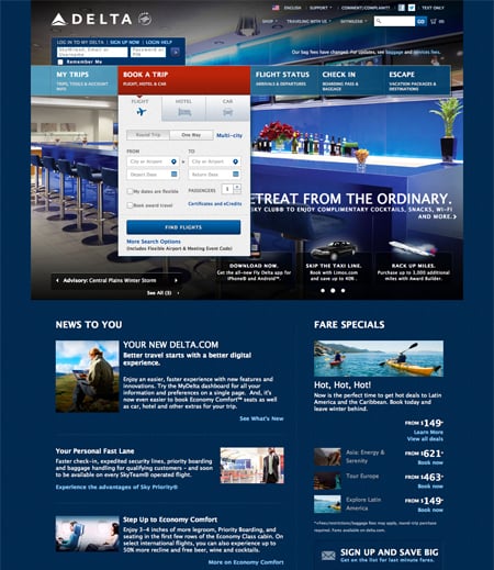 Website for Delta Airlines