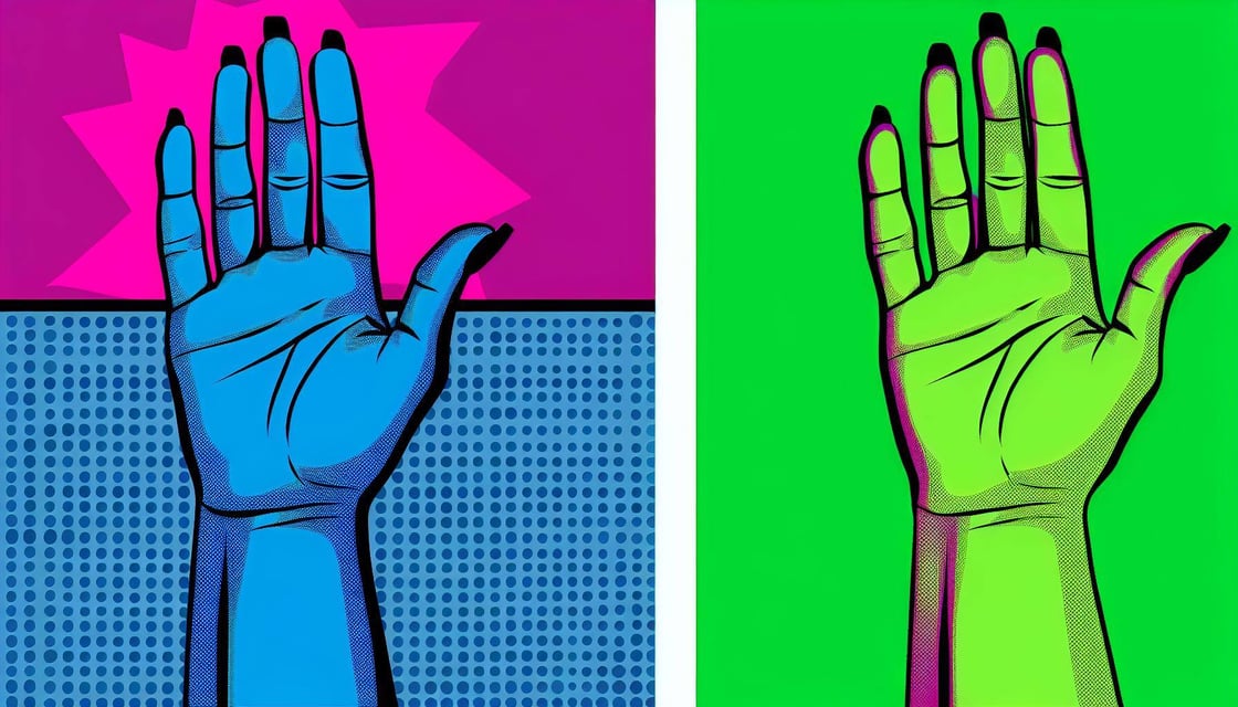 hand raise with blue and green colors