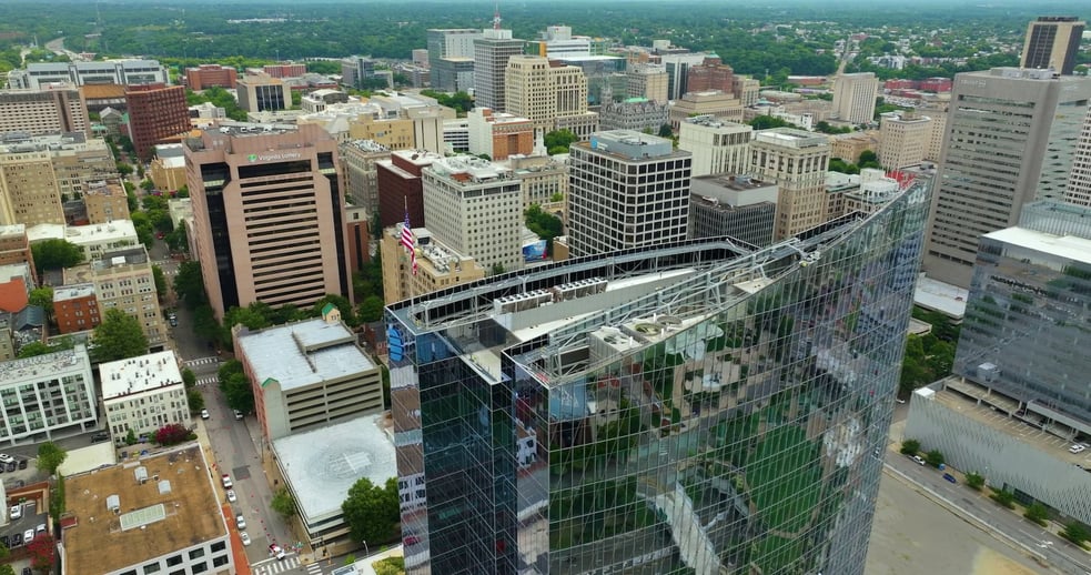 Drone photograph of downtown Richmond, Virginia
