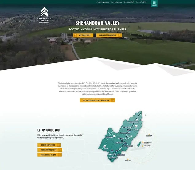 Shenandoah Valley Partnership homepage screenshot