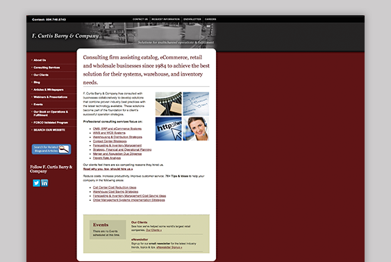 Screenshot of previous version of F. Curtis Barry & Company website