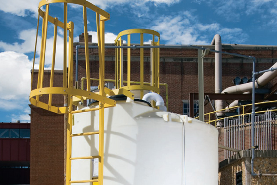 Photo of a polyethylene tank system with ladder