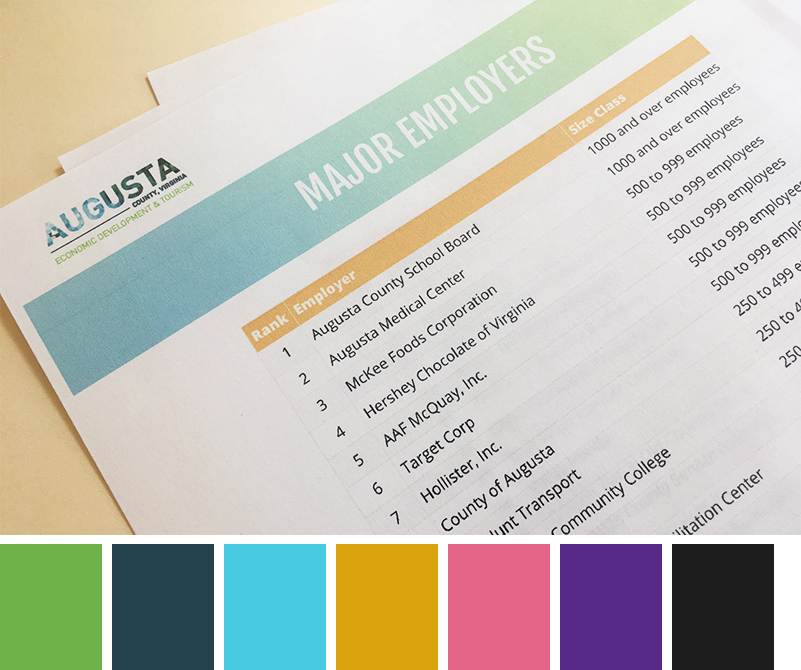 Augusta County branding guidelines and color pallette.