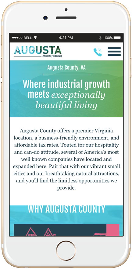 Augusta County's website viewed on an iPhone.