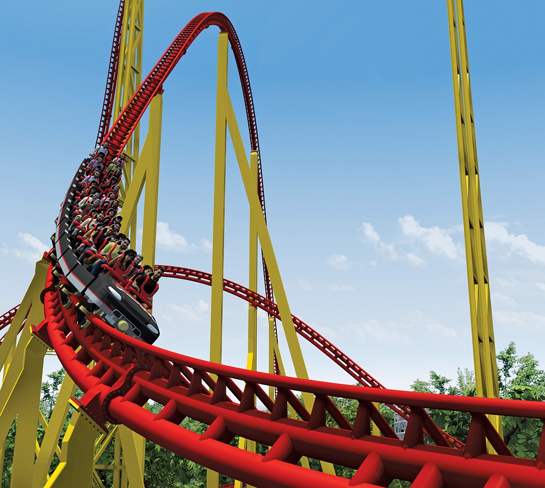 Photo of people riding a roller coaster at Kings Dominion in Hanover County